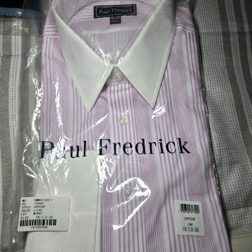 Paul Fredrick Lavender Striped Dress Shirt